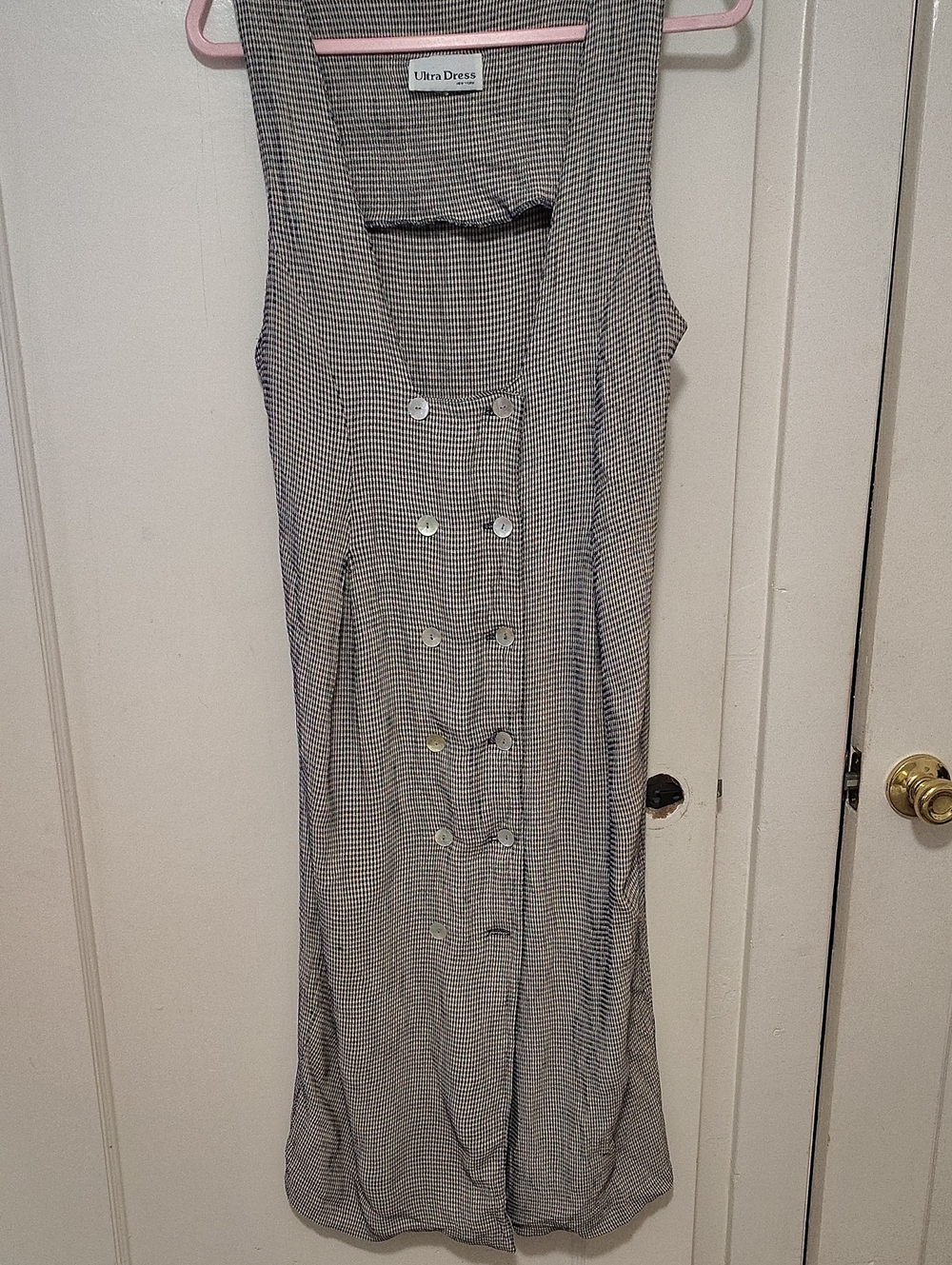 Ultra Dress Collection Black and White Houndstooth Button-Front Midi Dress